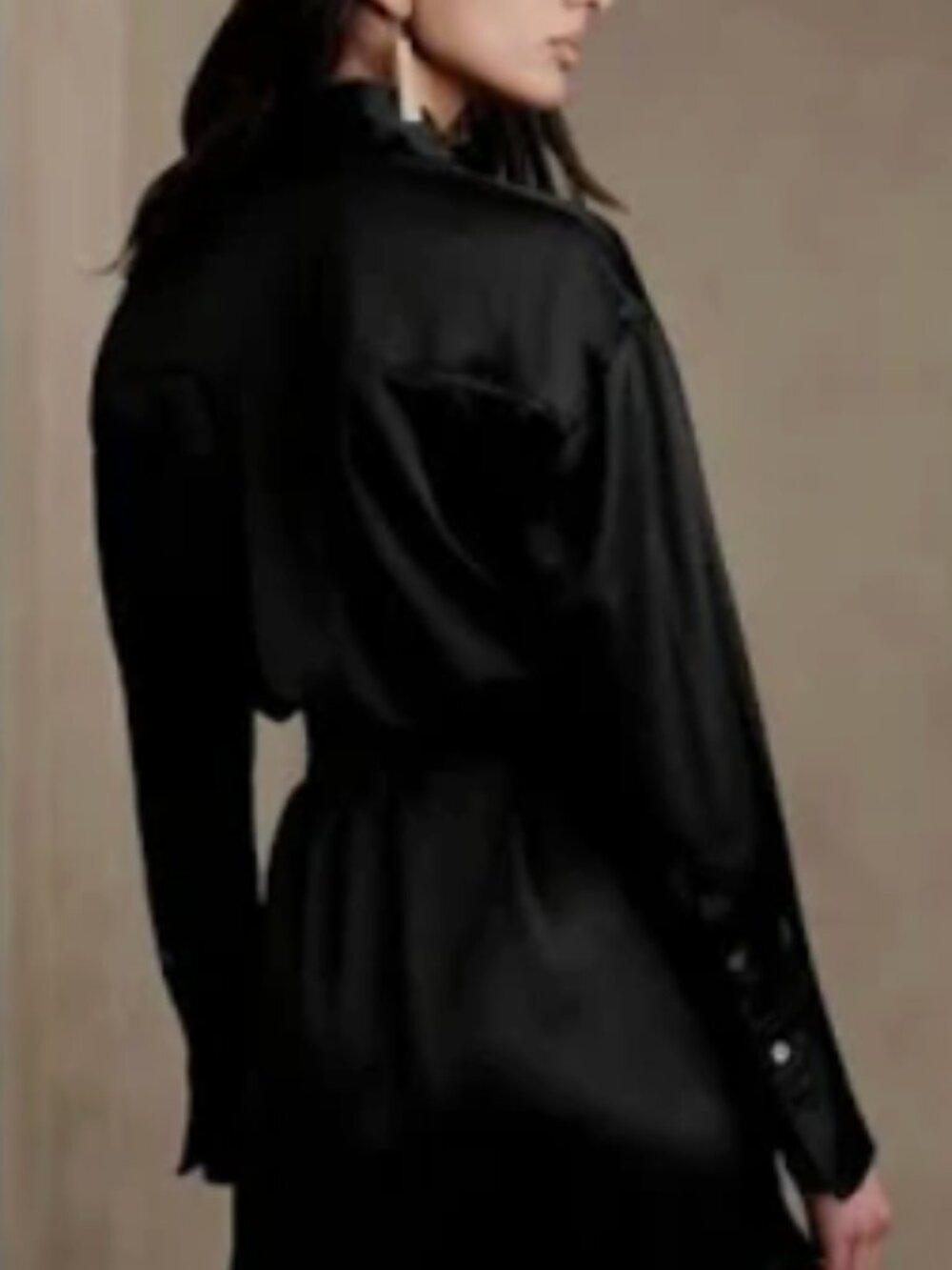 Banana Republic Muse Silk Shirtdress in Black Size S